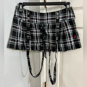 TRIPP Plaid Mini Skirt with Straps